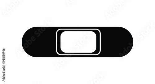 A black adhesive bandage with a rectangular pad depicted in silhouette