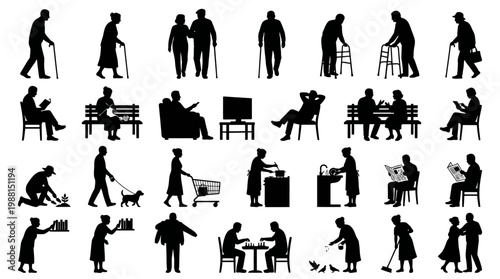 people silhouettes, human icons, daily activities