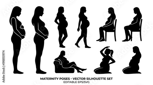 pregnancy poses, pregnant woman silhouette