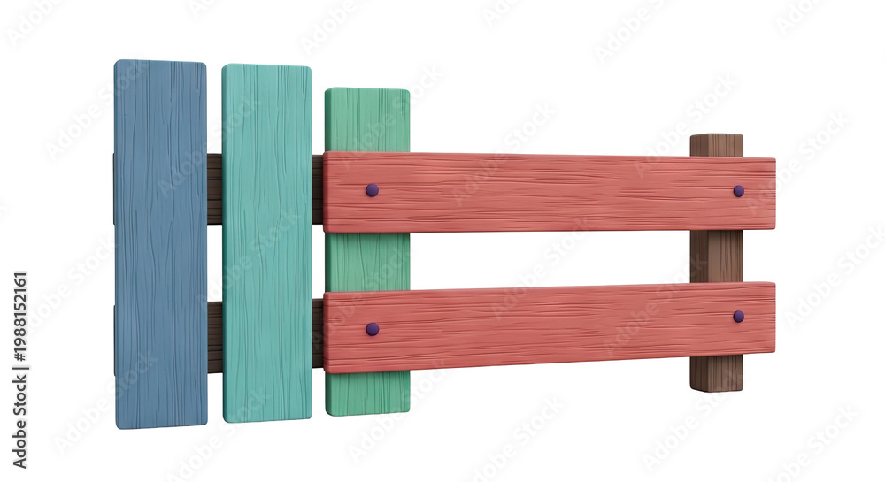 Fototapeta premium Colorful Wooden Fence Section