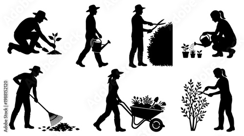 gardening activities silhouette