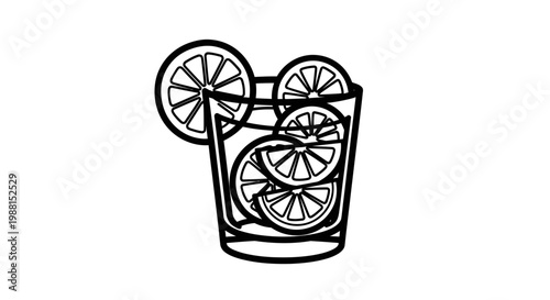 Fresh citrus drink graphic illustration on white background