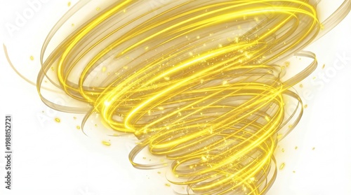 Golden Swirls of Light and Energy on a White Background