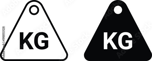 Kilogram weight icon set with outline and solid style measurement symbol for mass scale vector illustration