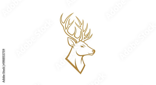 Elegant Stag Head Silhouette with Majestic Antlers.