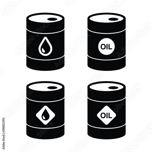 Fuel Barrel Icons – Oil Industry and Energy Concept