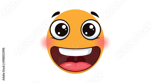 Excited Orange Smiley Face with Big Eyes and Wide Smile.