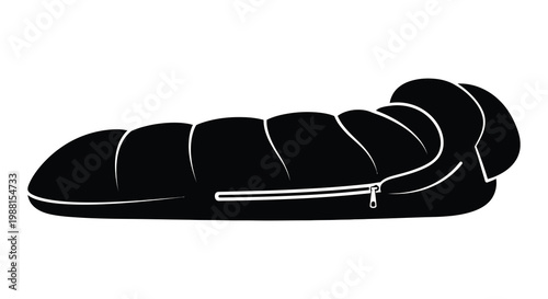 A black silhouette of a rolled sleeping bag perfect for outdoor adventures silhouette