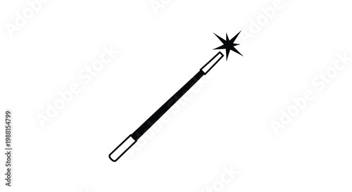 A simple black magic wand with a starburst depicted as a silhouette