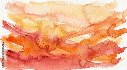 Expressive Abstract Watercolor Overlapping Sunset Gradient Background in Deep Coral for Seasonal Editorial