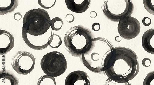 Seamless Simple Brush Focus Dot Zen Japanese Sumi Hand Mark Action Ink Circle Splash Ensō Zen Symbol Brush Motif Sign