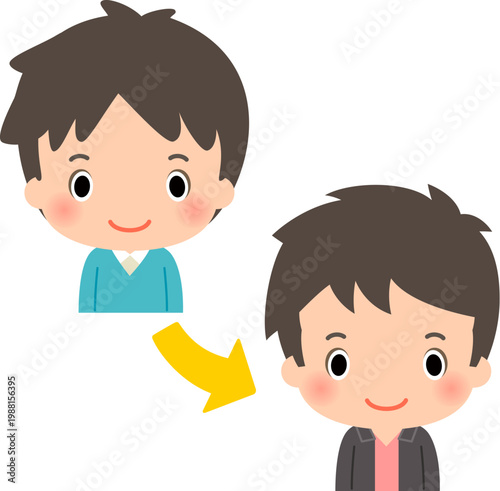 髪型と服装をイメージチェンジした男性