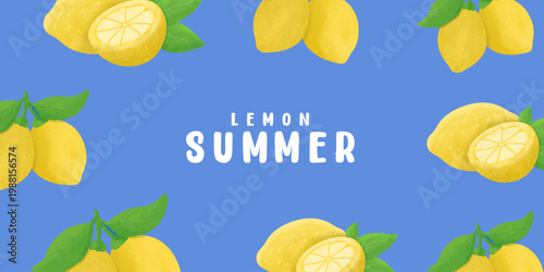 Summer. Lemons. Amalfi.blue pattern, postage stamp and Italian Mediterranean striped invitation for poster, background, Collection of summer cards with checkered and striped