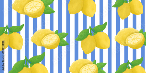 Summer. Lemons. Amalfi.blue pattern, postage stamp and Italian Mediterranean striped invitation for poster, background, Collection of summer cards with checkered and striped