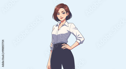 Confident Businesswoman Standing with Hand on Hip 1.