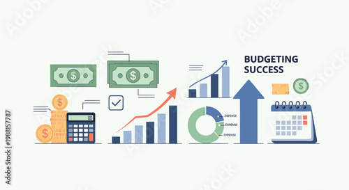Budgeting Success Financial Planning Infographic Elements.