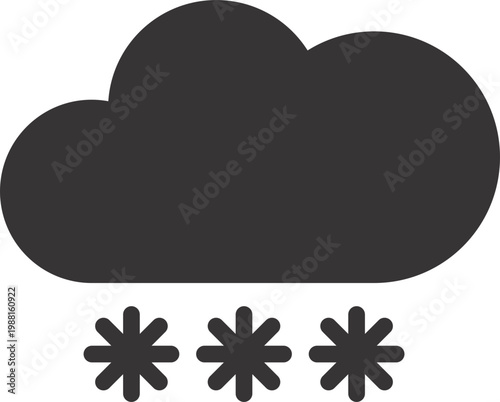 Snowing weather icon representing heavy snow falling from a cloud in a digital interface design