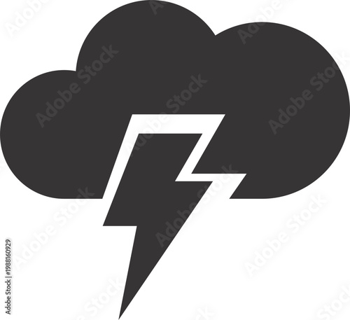 Thunderstorm weather icon representing stormy climate conditions in a minimalist graphic style