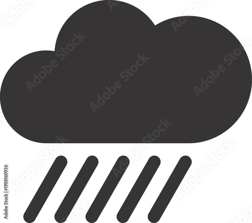 Rainy cloud weather icon symbolizing rainy forecast isolated on white background