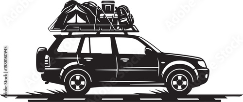 Camping SUV, outdoor adventure vehicle, car with roof rack, travel transportation