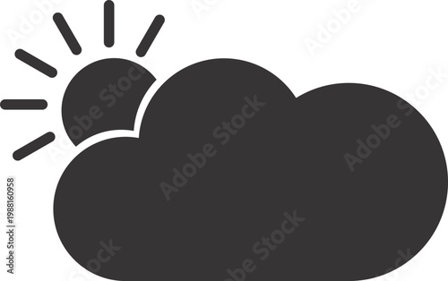 Sun behind cloud icon representing partly cloudy weather for digital interface design
