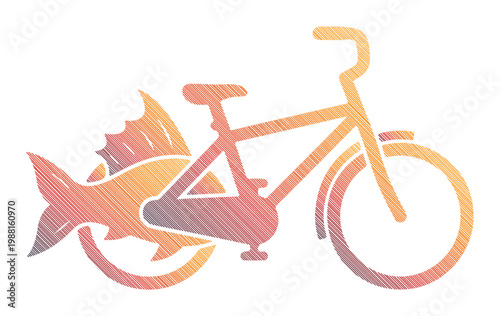 Bild auf Leinwand Whimsical bicycle creatively merges with a vibrant fish, symbolizing unique transportation or a playful concept