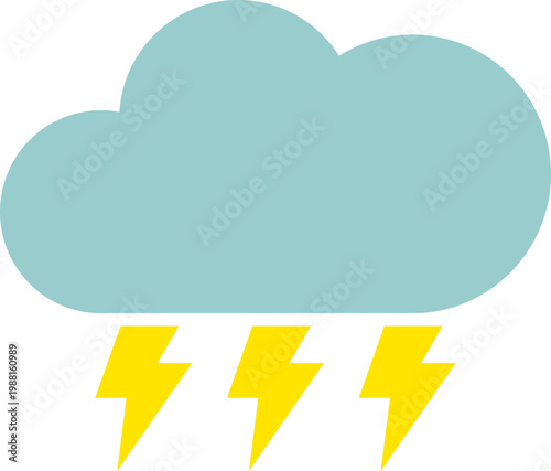 Storm Cloud Icon with Lightning Bolts isolated on a white background