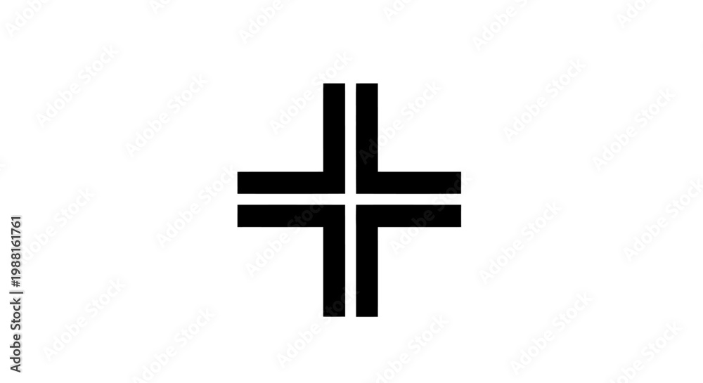 Obraz premium Geometric black cross symbol on a white background design isolated