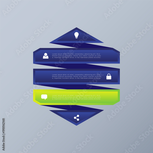 Minimalist modern infographic design. A hexagon divided into five sections.