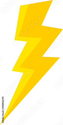 Yellow lightning bolt icon isolated on a white background for weather or energy concepts