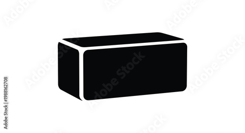 Simple rectangular prism depicted in a stark black and white silhouette