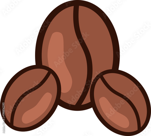 Coffee beans illustration symbol featuring roasted brown seeds for caffeine beverage design