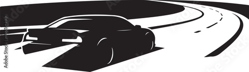 Black sports car vector, racing car silhouette, speed motion graphics, automotive icon