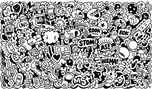 black and white protest crowd with handmade signs and megaphone illustration