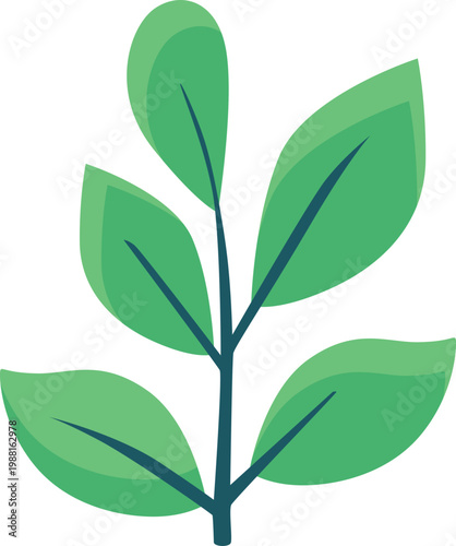Green Leaf Branch Illustration Symbolizing Nature and Growth