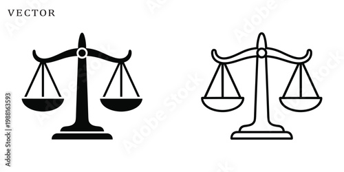 Scale icon. Justice scale. Weight scale. Scale vector icon