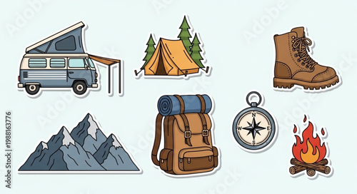 Camping and hiking equipment collection for outdoor adventures.