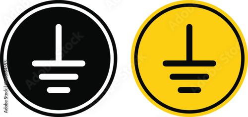 Obraz na plátně Earth electrical grounding symbol, Electrical grounding icon set, Electrical earth sign, Grounding symbol, protective earth ground symbol icon in electricity