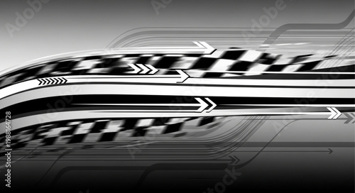 Abstract racing checkered flag motion blur background.