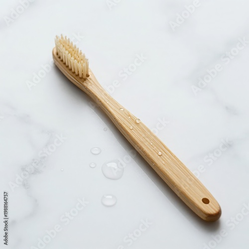 Sustainable Bamboo Toothbrush for Eco-Conscious Oral Hygiene on Marble Surface