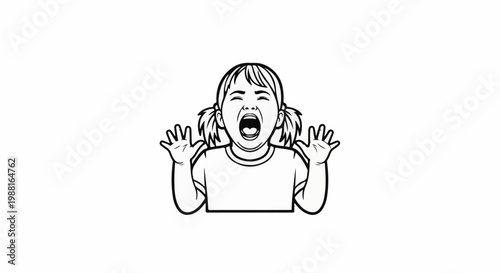 A cartoon child screams with arms outstretched