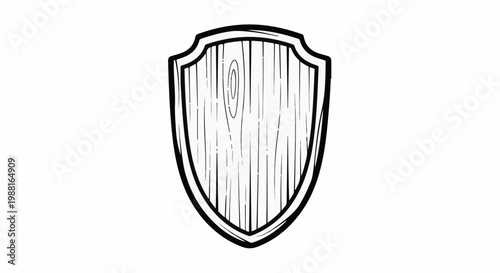 A simple, hand-drawn shield with a wooden texture is displayed