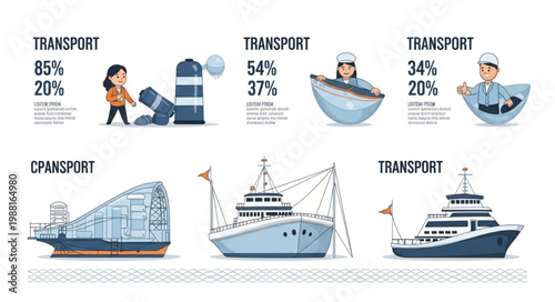 Various modes of transport and logistics illustration.