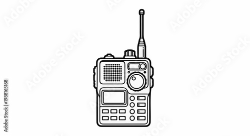 Outline illustration of a portable radio communication device with antenna
