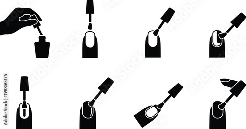 Eine schrittweise Anleitung zum Auftragen von Nagellack in Silhouettenform.