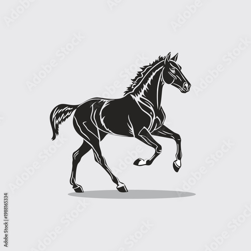 Minimal Horse Silhouette Icon, Animal Logo Element for Business Identity