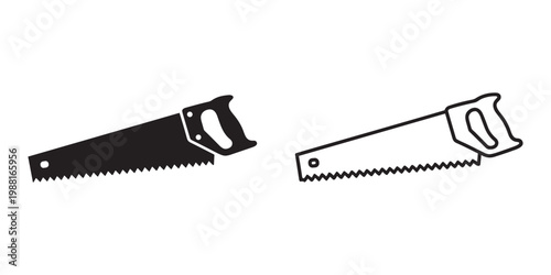 Hand saw carpentry tool vector icon
