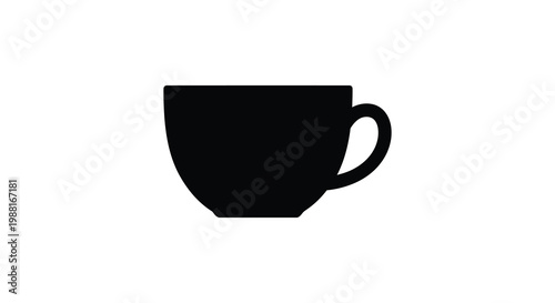 A simple black silhouette of a teacup showcasing its elegant form silhouette