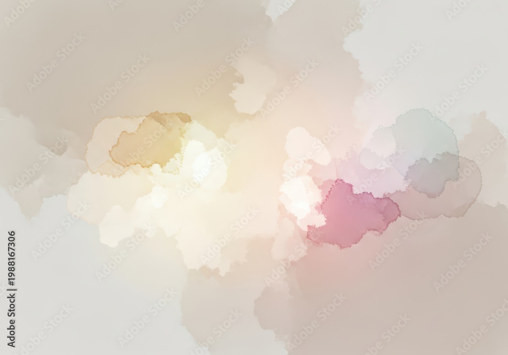 Obraz premium Muted watercolor wash background featuring delicate beige, cream, and subtle pink tones, creating a tranquil artistic backdrop, fine, decorative, surface