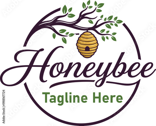 logo, honeybee, nature, tree logo, honeybee tree logo,